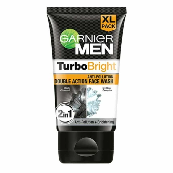 Garnier Men Turbo Bright Double Action Charcoal Facewash, 150ml