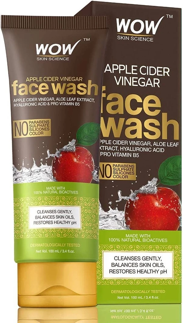 WOW Skin Science Apple Cider Vinegar Face Wash - No Parabens, Sulphate, Silicones & Color (100mL)