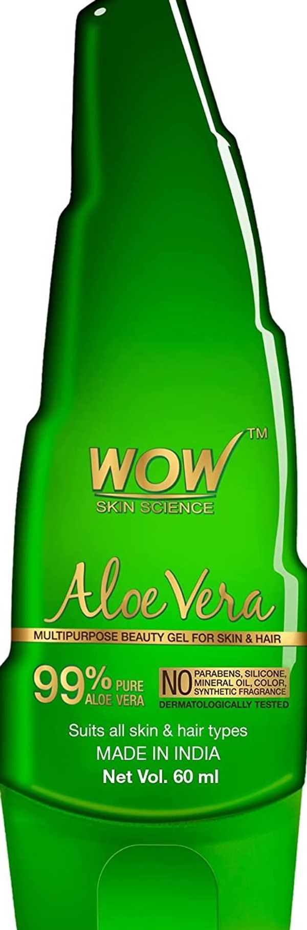 WOW Skin Science 99% Pure Aloe Vera Gel - Ultimate for Skin and Hair - - WOW Skin Science 99% Pure Aloe Vera Gel - Ultimate for Skin and Hair - No Parabens, Silicones, Mineral Oil, Color, Synthetic Fragrance- 60mL