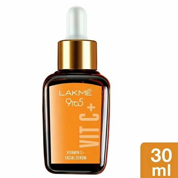 LAKMÉ 9 to 5 Vitamin C+ Face Serum, For Nourished & Bright Skin with Antioxidant Rich Vitamin C & Kakadu Plum Extract, Non Greasy, 30 ml