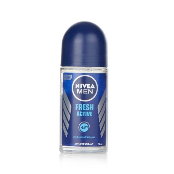NIVEA Men Deodorant Roll On, Fresh Active, 48h Long lasting Freshness, 25ml