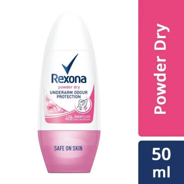 Rexona Powder Dry Underarm Roll On Deodorant For Women, 50 ml