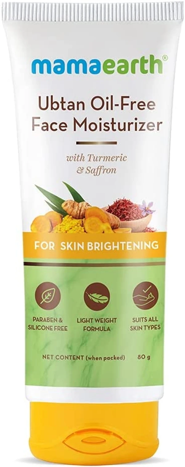 Mamaearth Ubtan Oil-Free Face Moisturizer with Turmeric & Saffron for Skin Brightening – 80 ml