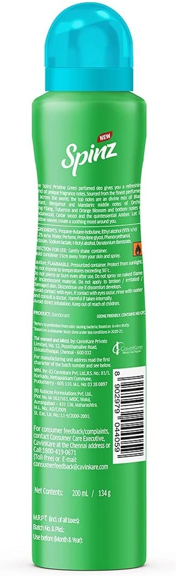 New Spinz Pristine Green Perfumed Deo for Women,150ml