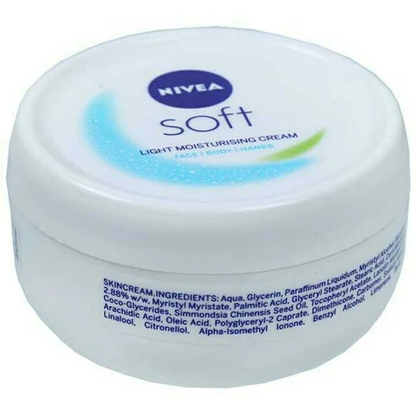 NIVEA Soft Light Moisturizer for Face, Hand & Body, Non-Sticky Cream with Vitamin E & Jojoba Oil ,60gm