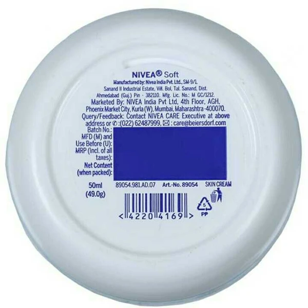 NIVEA Soft Light Moisturizer for Face, Hand & Body, Non-Sticky Cream with Vitamin E & Jojoba Oil ,60gm