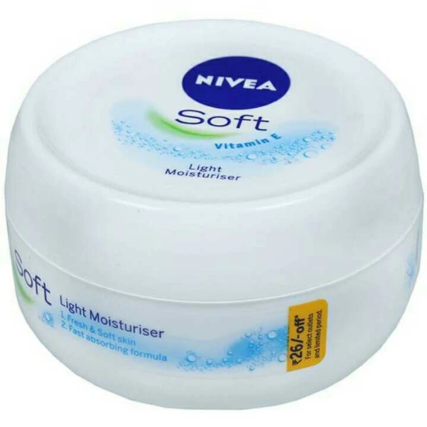 Nivea soft Moisture  NIVEA Soft Light Moisturizer for Face, Hand & Body, Non-Sticky Cream with Vitamin E & Jojoba Oil 100ml 