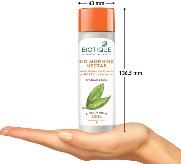 Biotique Morning Nectar Sun Protect Moisturizer For Visibly Flawless Skin All Skin Types, 120 ml