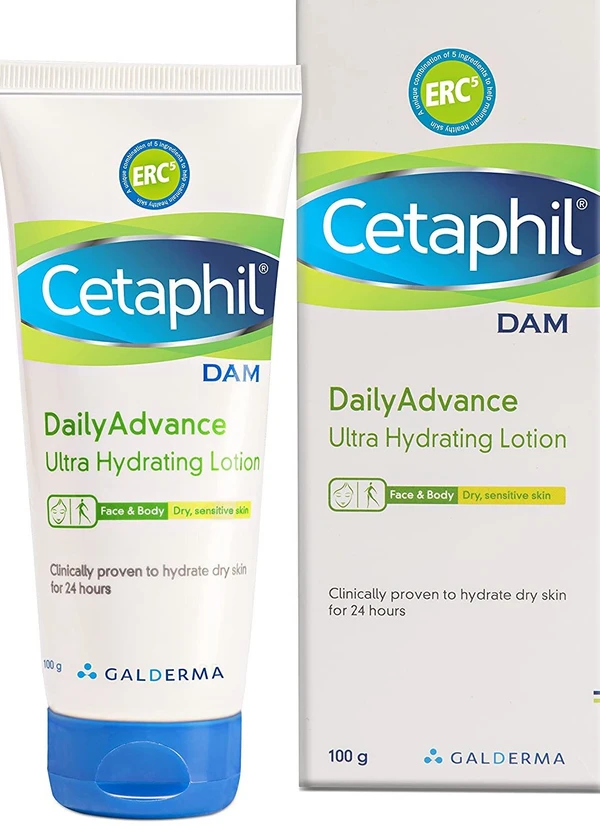 Cetaphil Daily Advance Ultra Hydrating Lotion for Dry/Sensitive Skin, Long Lasting Moisturizer for Face & Body, Multi, 100 g