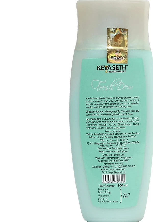 Keya Seth Aromatherapy Fresh Dew Daily Face Moisturizer Quick Absorbing Non-Sticky, Flawless Skin Lotion for Dry Skin