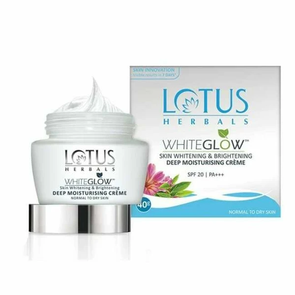 LOTUS HERBALS Herbals WHITEGLOW Skin Whitening & Brightening DEEP MOISTURISING CReME SPF 20 | PA+++ (60 g)