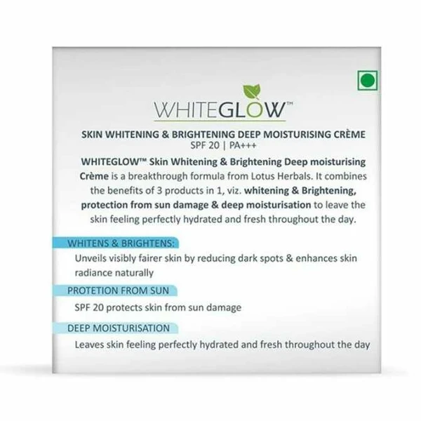 LOTUS HERBALS Herbals WHITEGLOW Skin Whitening & Brightening DEEP MOISTURISING CReME SPF 20 | PA+++ (60 g)