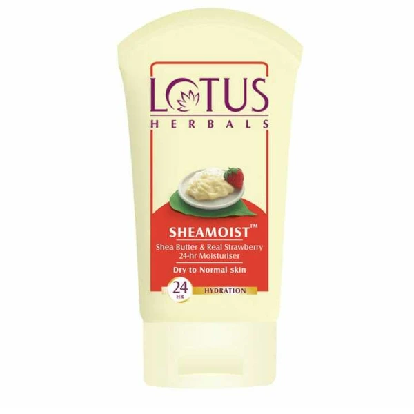 Lotus Herbal Shea Butter and Real Strawberry 24 Hour Moisturiser, 60g