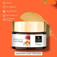 Good Vibes Ubtan Insta Glow Face Mask, 50 g | Brightening, Cleansing, Smoothening Face Pack For All Skin Types | With Turmeric, Saffron, Sunflower Seed Oil | No Parabens, Sulphates & Mineral Oil