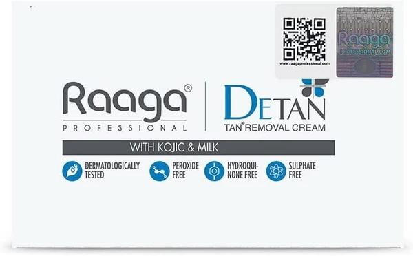 Raaga Professional De-Tan Tan removal Cream Kojic & Milk, 72GM (12g*6)