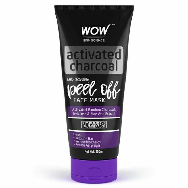 WOW Activated Charcoal Face Mask - Peel Off - No Parabens & Mineral Oils (100mL)