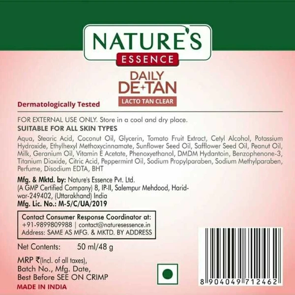 NATURE'S ESSENCE Daily De-Tan Lacto, Clear, 50 G