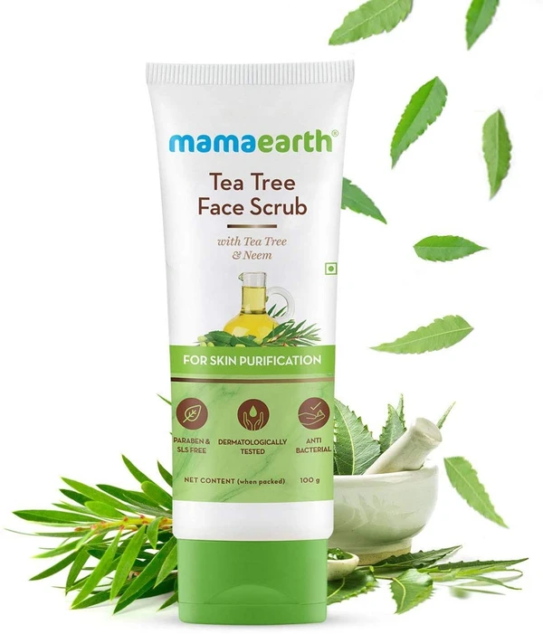 Mamaearth Tea Tree Face Scrub with Tea Tree and Neem for Skin Purification - 100g