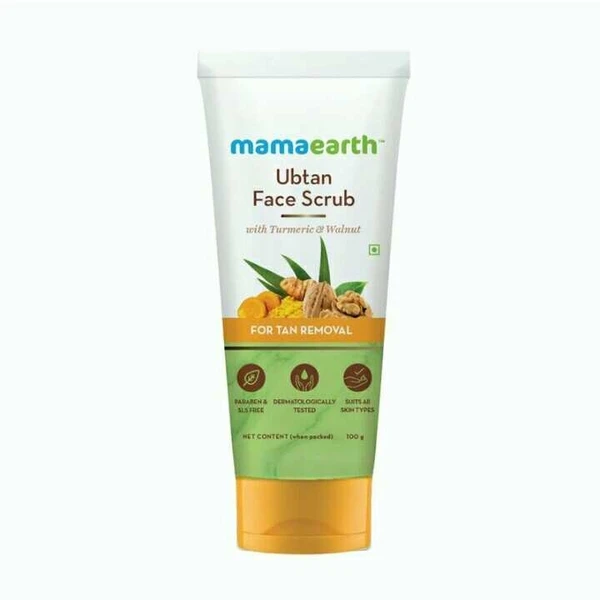 MamaEarth Ubtan Scrub For Face with Turmeric & Walnut for Tan Removal - 100g Scrub (100 g)