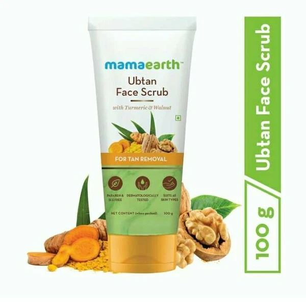 MamaEarth Ubtan Scrub For Face with Turmeric & Walnut for Tan Removal - 100g Scrub (100 g)
