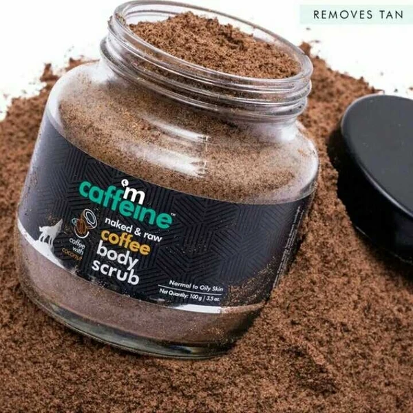 mCaffeine Naked & Raw Coffee Body Scrub, 100 g | Coconut | Tan Removal | Oily/Normal Skin | Paraben & SLS Free