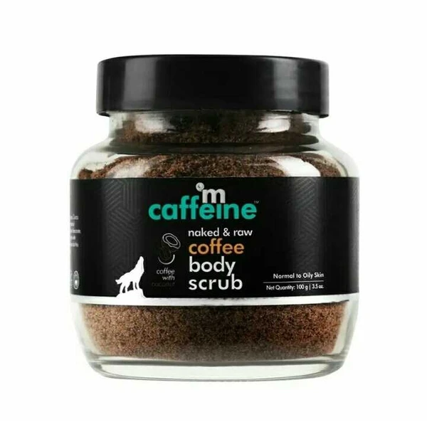 mCaffeine Naked & Raw Coffee Body Scrub, 100 g | Coconut | Tan Removal | Oily/Normal Skin | Paraben & SLS Free
