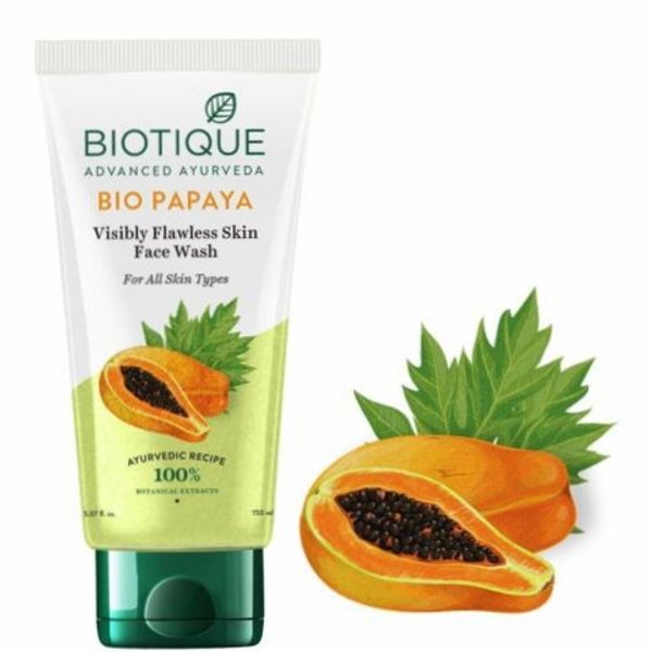 Biotique Bio Papaya Visibly Flawless Skin Face Wash For All Skin Types, 150ml