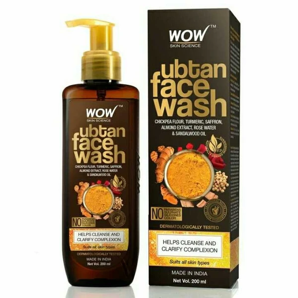 WOW Skin Science Ubtan Foaming Face Wash with Built-In Face Brush for Deep Cleansing - No Parabens, Sulphate, Silicones & Color, 150 mL