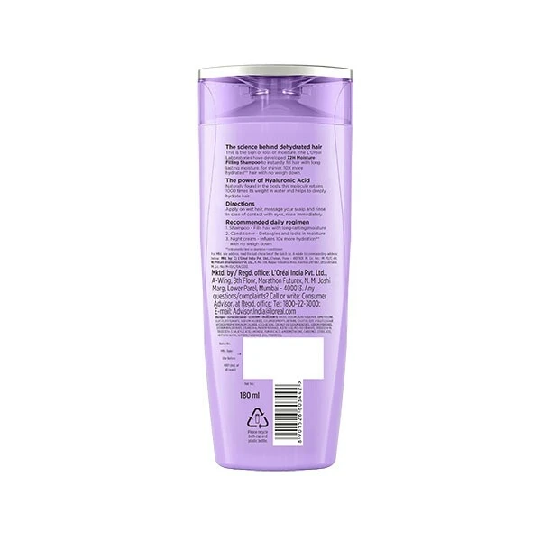 L'Oreal Paris Hyaluron Moisture 72H Moisture Filling Shampoo With Hyaluronic Acid 180 ml