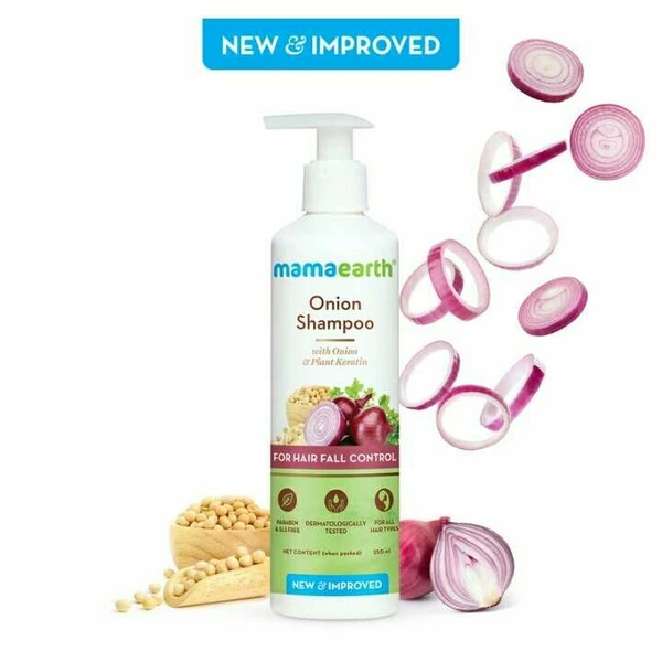 Mamaearth Onion Hair Fall Shampoo for Hair Growth & Hair Fall Control, with Onion Oil & Plant Keratin 450ml