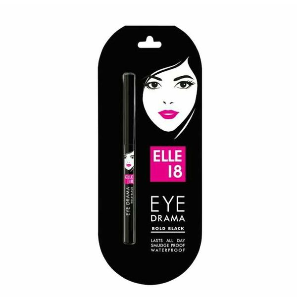 Elle 18 Eye Drama Kajal, Super Black, Smudgeproof & Waterproof, 0.35 g