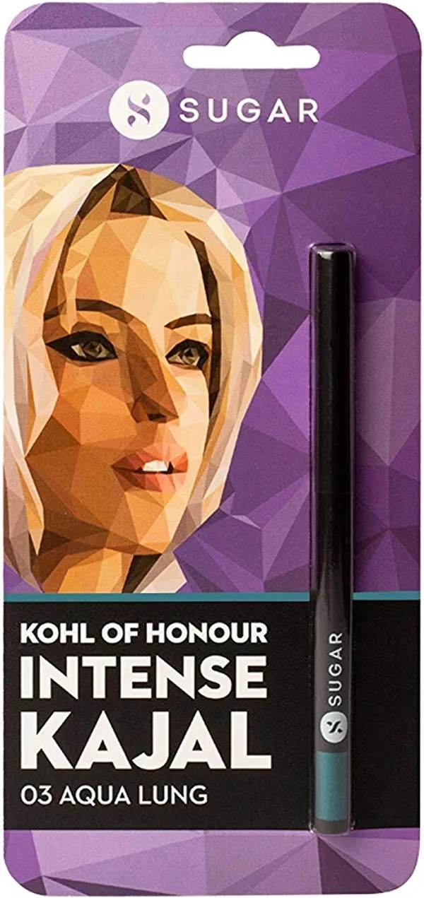 SUGAR Cosmetics - Kohl Of Honour - Intense Kajal - 03 Aqua Lung (Blue Kajal) - Ultra Creamy Texture, Smudge Proof, Water Proof Kajal, Long Lasting Eye Pencil, Lasts Up to 12 hours