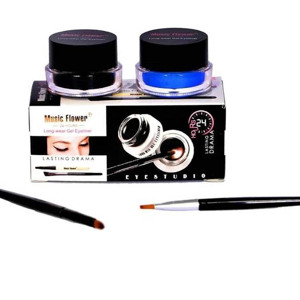 Music Flower B W All Black and Blue Gel Eyeliner Waterproof Smudge Proof 6 g for Women