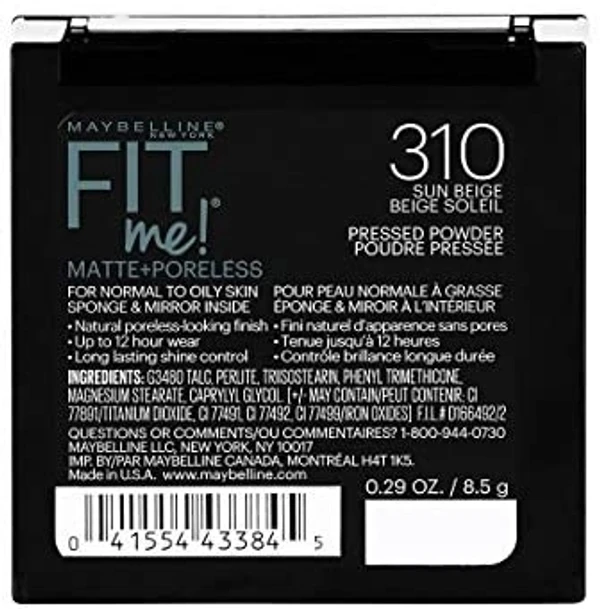 Maybelline New York Fit Me Matte Poreless Powder, 310 Sun Beige, 0.29 oz/8.5g