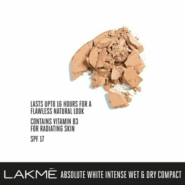 Lakmé Absolute White Intense Wet & Dry Compact, Golden Sand 03, Long Lasting With Spf, 9 g 