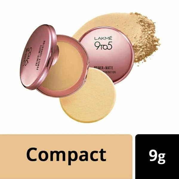 Lakmé 9 To 5 Primer + Matte Powder Foundation Compact, Ivory Cream,