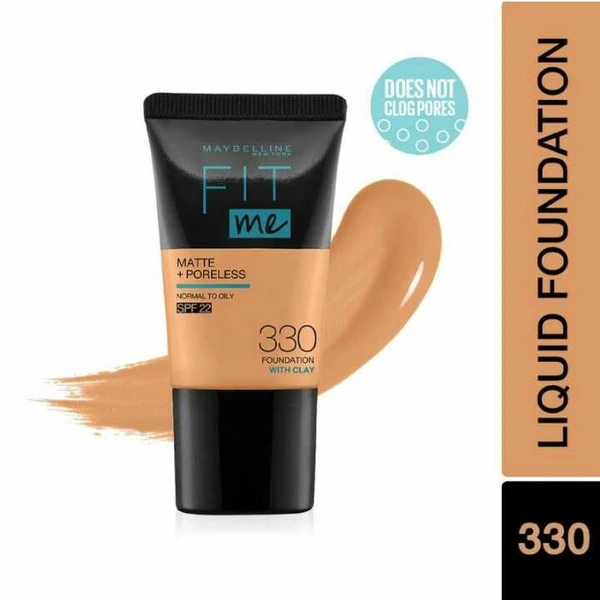 Maybelline New York Fit Me Matte+Poreless Liquid Foundation Tube, 330