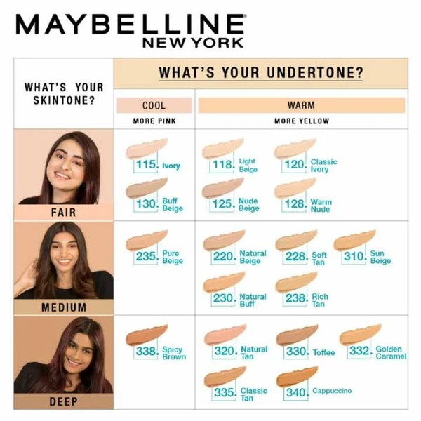 Maybelline New York Fit Me Matte+Poreless Liquid Foundation Tube, 330