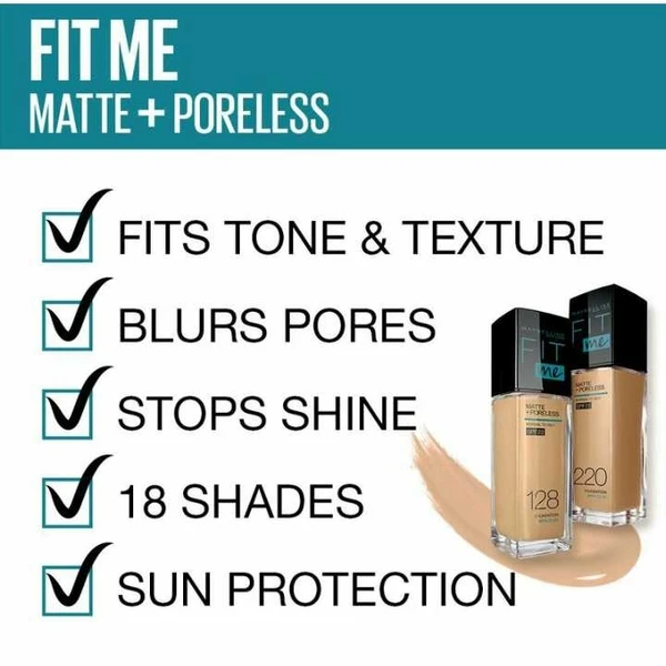 Maybelline New York Fit Me Matte+Poreless Liquid Foundation,130