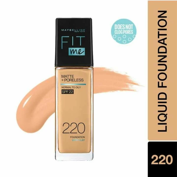 Maybelline New York Fit Me Matte+Poreless Liquid Foundation, Maybelline New York Fit Me Matte+Poreless Liquid Foundation 220,