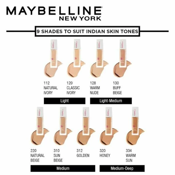 Maybelline New York Super Stay 24H Full Coverage Liquid Foundation, Warm Nude 128, 30ml