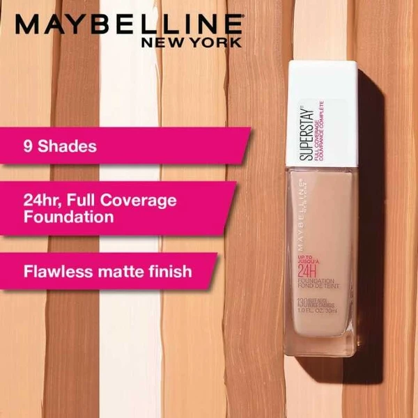Maybelline New York Super Stay 24H Full Coverage Liquid Foundation, 334