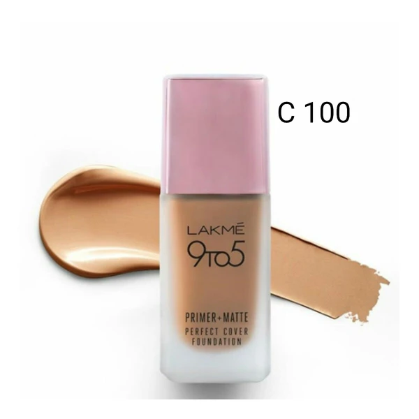 Lakmé 9To5 Primer + Matte Perfect Cover Foundation, ( C 100 )