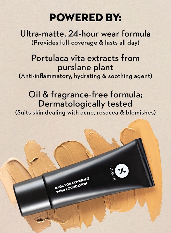 SUGAR Rage For Coverage 24hr Foundation - 10 Latte (25ml)