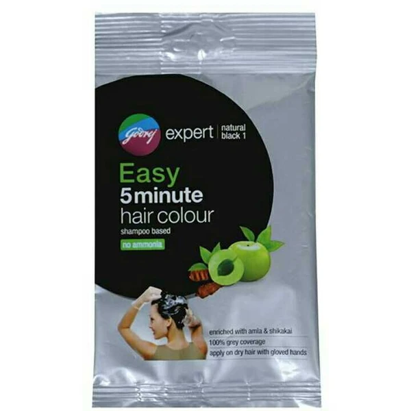 Godrej Expert Easy  Hair Colour Sachet – Natural black Godrej Expert Easy 5 Minute Hair Colour Sachet – Natural black, 20ml