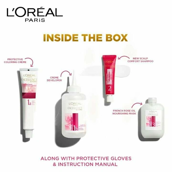 L'Oreal Paris Excellence Creme Hair Color, 4 Natural Brown 72ml+100g