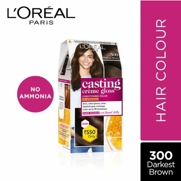 L'Oreal Paris Casting Creme Gloss Hair Color Darkest Brown 300