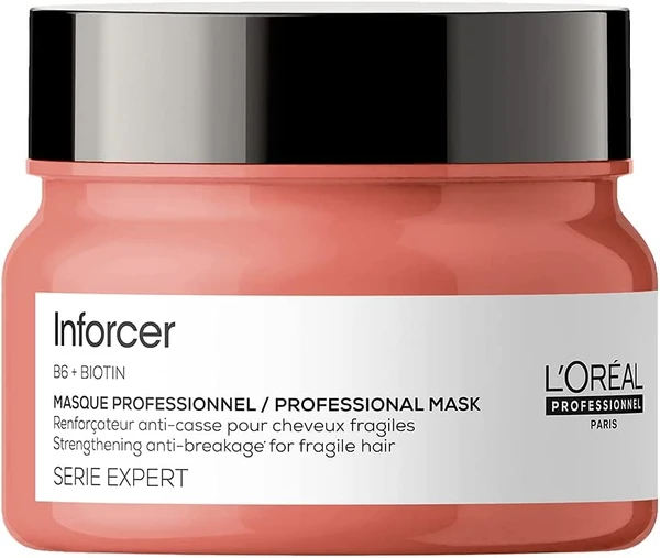 Loreal Professionnel Inforcer Strengthening Hair Mask with Vitamin B6 & Biotin for Weak, Brittle Hair, Serie Expert, 250gm