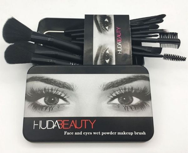 Huda BEAUTY Face & Eye Wet Powder Make up Bursh ,12pc in one box