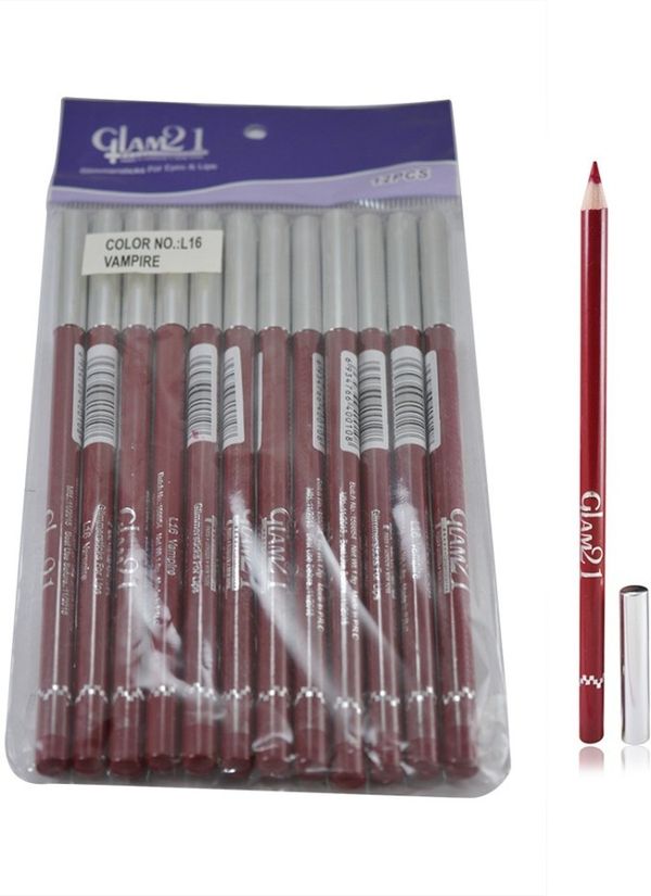Glam 21 Red Lip Liner ,12pc set 1pack
